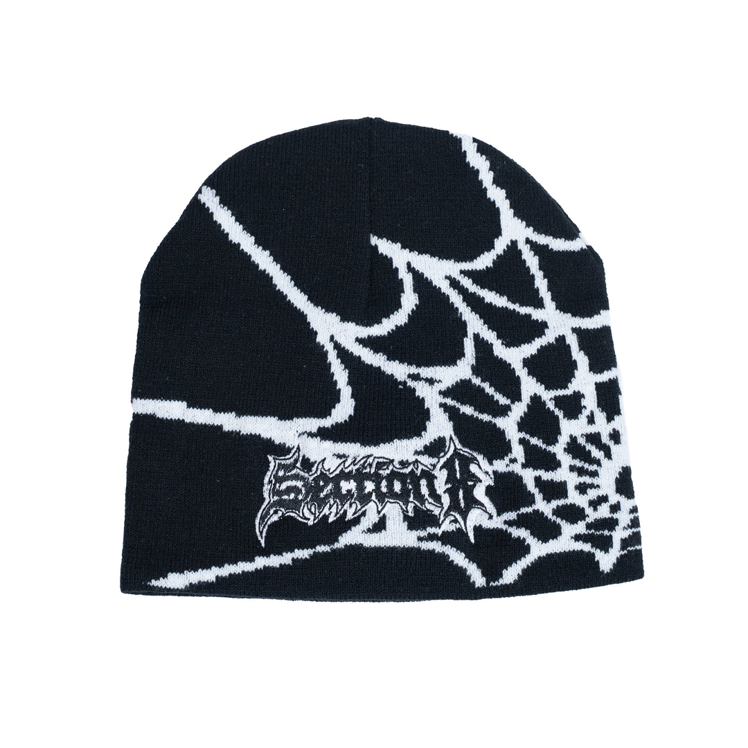 SECTION 8 SPIDER KNITTED SKULLY - BLACK