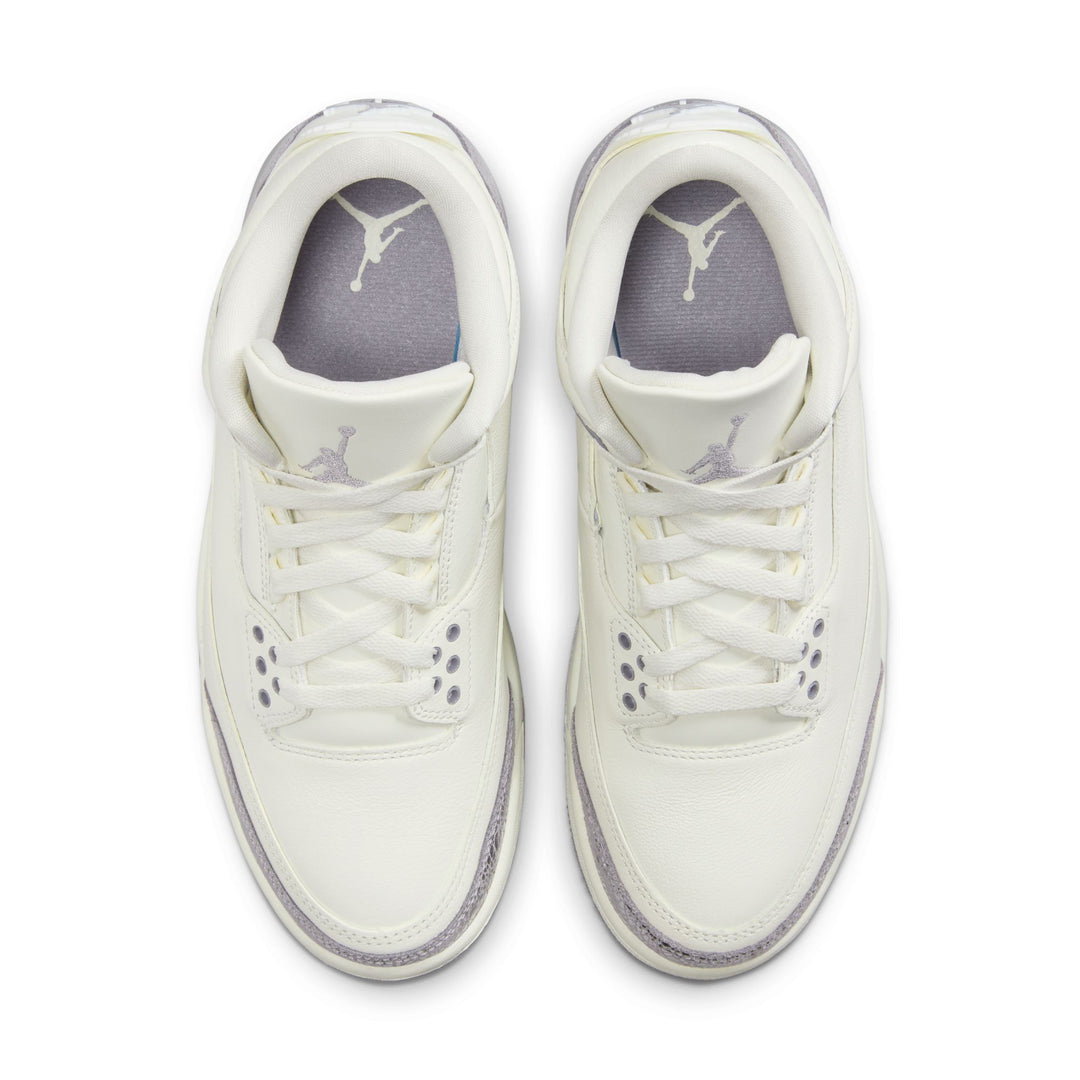 WOMENS AIR JORDAN 3 RETRO CK9246-100 "METALLIC SILVER" - CEMENT GREY/SILVER