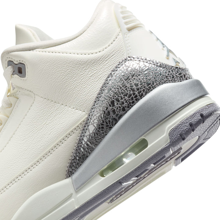 WOMENS AIR JORDAN 3 RETRO CK9246-100 "METALLIC SILVER" - CEMENT GREY/SILVER