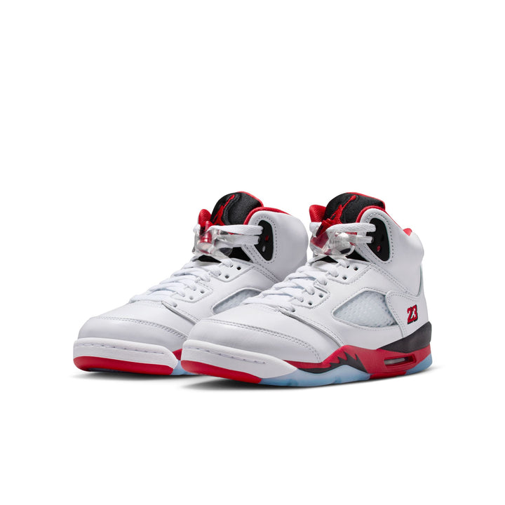 AIR JORDAN 5 RETRO OG (GS) HQ7980-101 "FIRE RED" - WHITE/FIRE RED