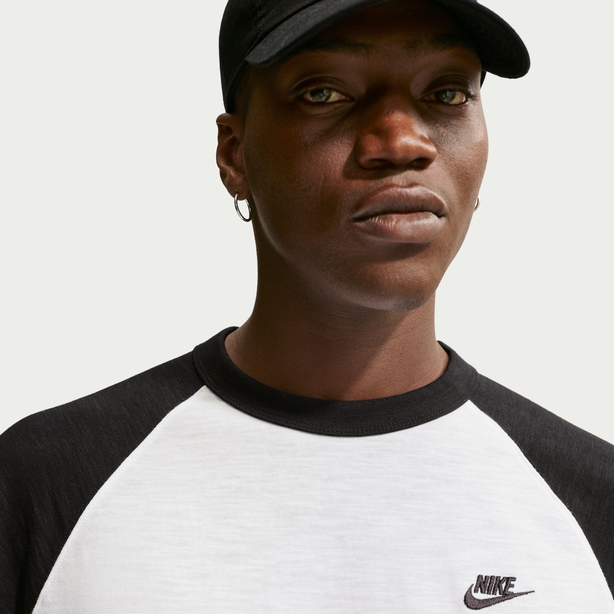 lit Compact Raglan Tops ブラック アイボリー NIKE NK CLUB 3/4 RAGLAN TOP IF0755-010 WHITE/BLACK - WHITE/BLACK