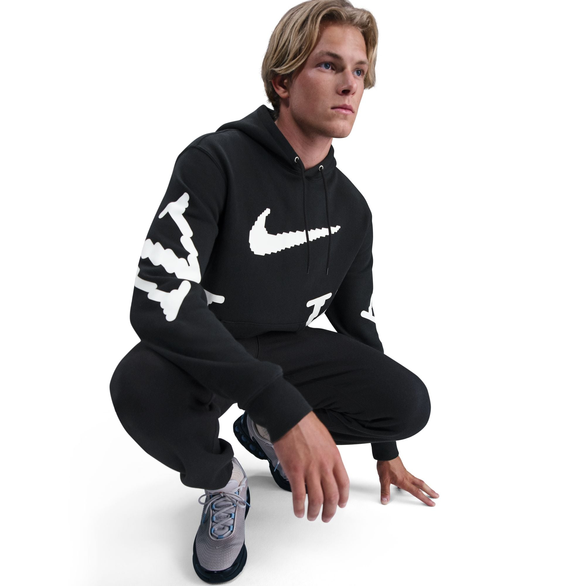 NIKE CLUB HOODIE GRAPHIC NEO IH4258-010 - BLACK/WHITE/WHITE – Dipt