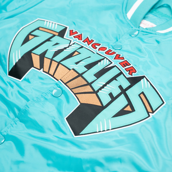 MITCHELL AND NESS NBA GRIZZLIES BIG HOOD SATIN JACKET - TEAL