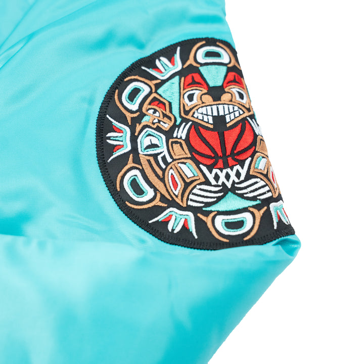 MITCHELL AND NESS NBA GRIZZLIES BIG HOOD SATIN JACKET - TEAL