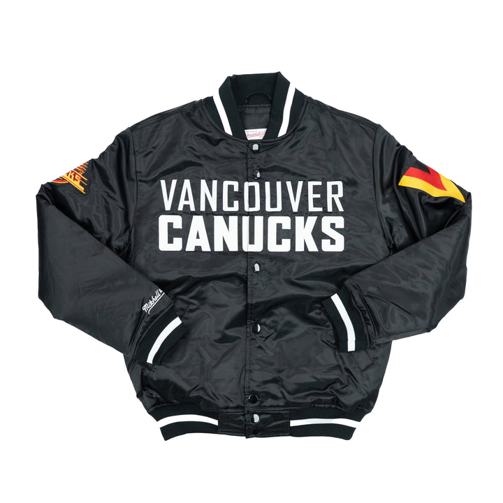 MITCHELL AND NESS BIG HOOD SATIN JACKET - BLACK