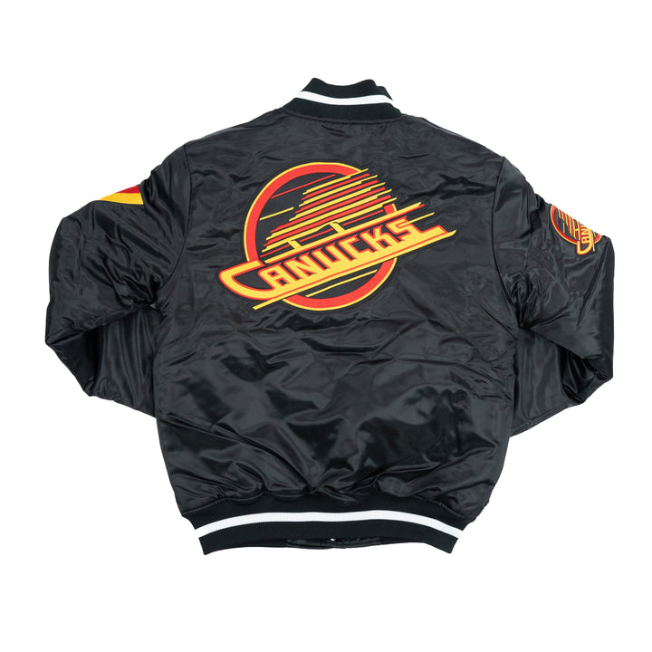 MITCHELL AND NESS BIG HOOD SATIN JACKET - BLACK