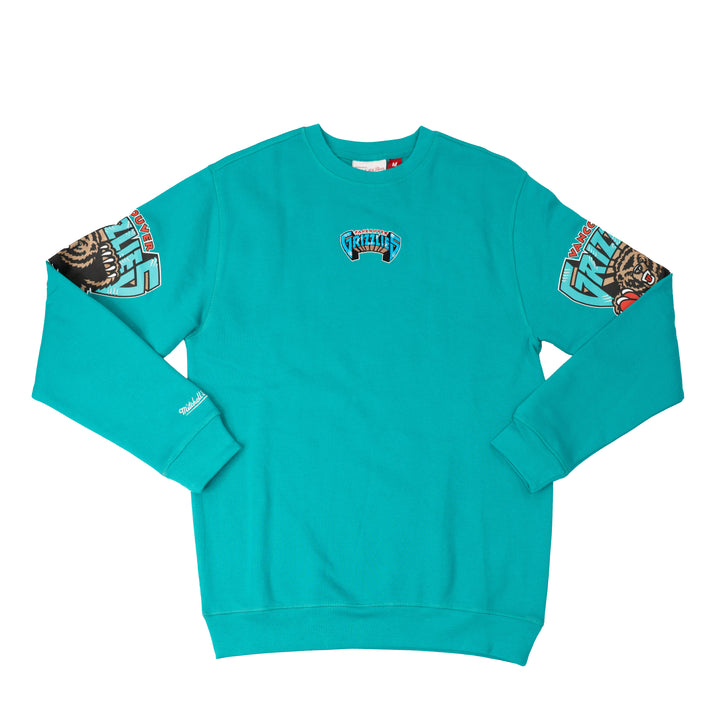 MITCHELL AND NESS NBA GRIZZLIES BIG SLEEVE CREWNECK - TEAL