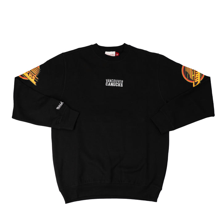 MITCHELL AND NESS NHL CANUCKS BIG SLEEVES CREWNECK - BLACK