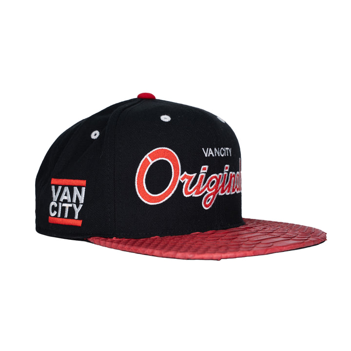 Originals UnDMC Mitchell&Ness Red Python Visor Strapback Cap 1 of 1