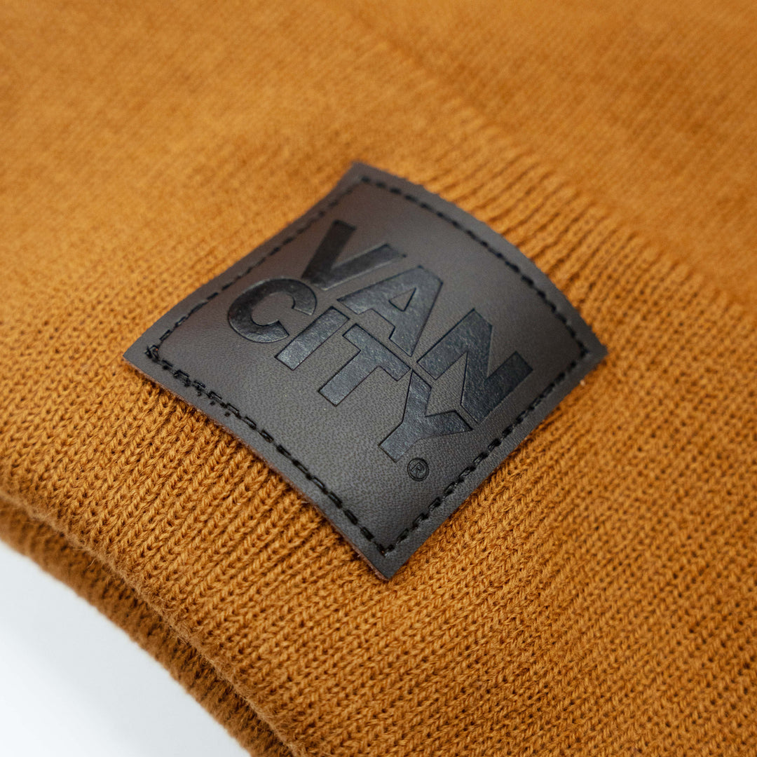 Vancity Leather Patch Beanie - Camel