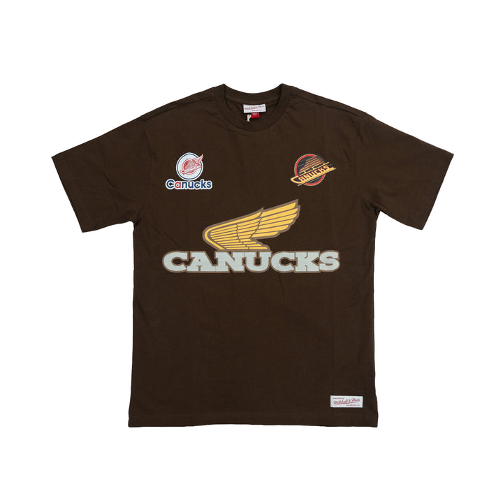 MITCHELL & NESS NHL CANUCKS JAPAN WINGS TEE - BROWN
