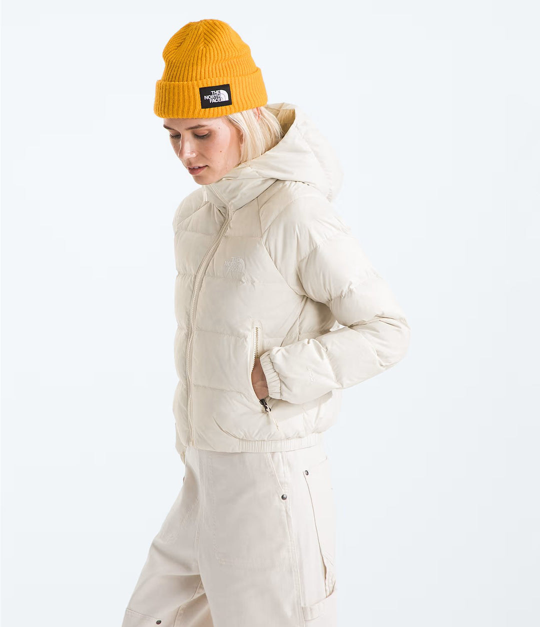 WOMENS NORTH FACE HYDRENALITE DOWN HOOIDE- WHITE DUNE