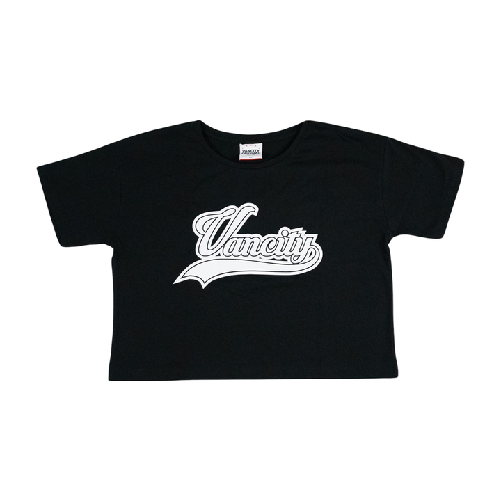 VO X CTQ  patch crop top - Black