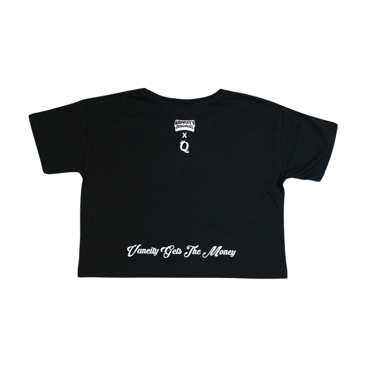 VO X CTQ  patch crop top - Black