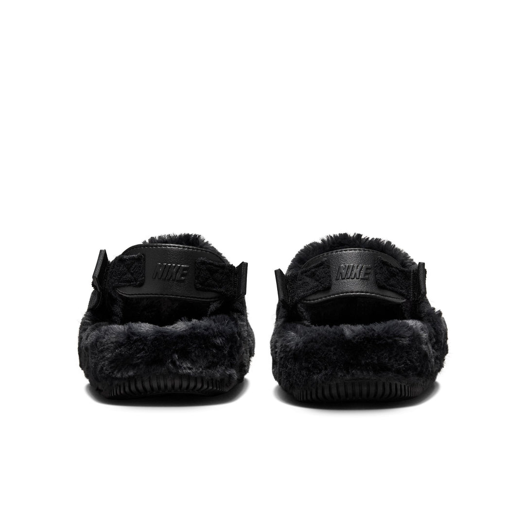 NIKE WOMENS CALM MULE SLIDE FZ3119-001 "TRIPLE BLACK FUR" - BLACK/BLACK