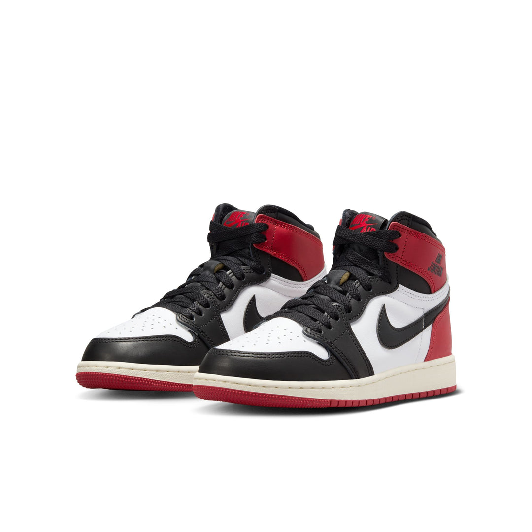 AIR JORDAN 1 RETRO HIGH OG GS FD1437-106 "BLACK TOE REIMAGINED" - BLACK/BLACK/VARSITY RED/WHITE