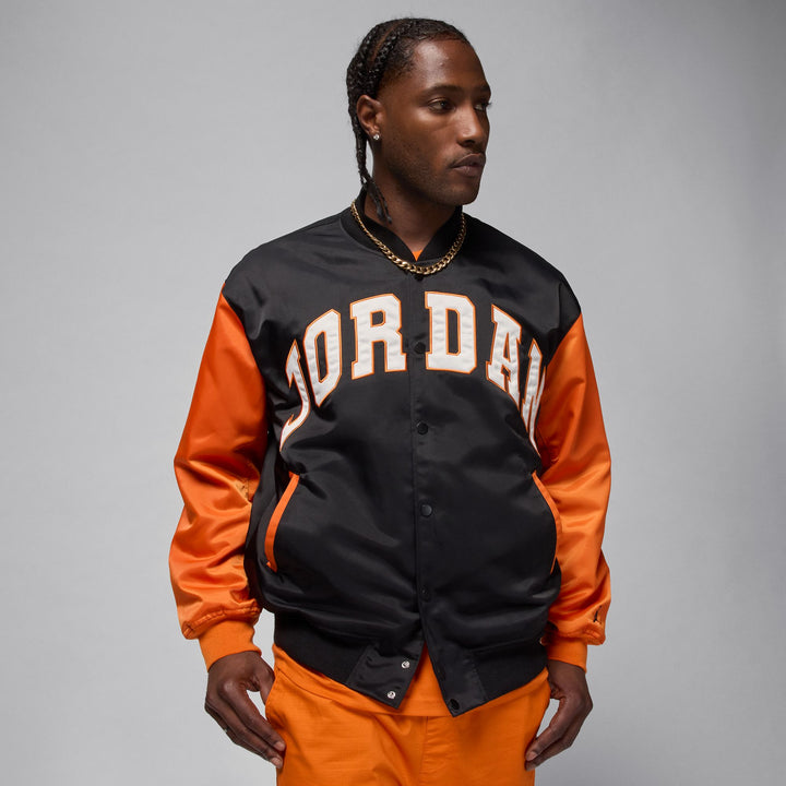 JORDAN BROOKLYN COLLEGIATE VARSITY JACKET HV0099-011 - BLACK/STARFISH/BLACK