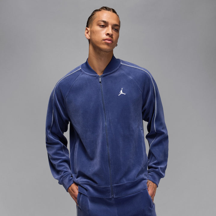 JORDAN BROOKLYN VELOUR  TRACK JACKET HV1870-492 - BLUE VOID/PURE PLATINUM