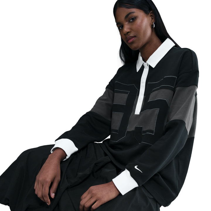 Polo Nike NSW Street Graphic à manches longues pour femme HV4033-010 - Noir