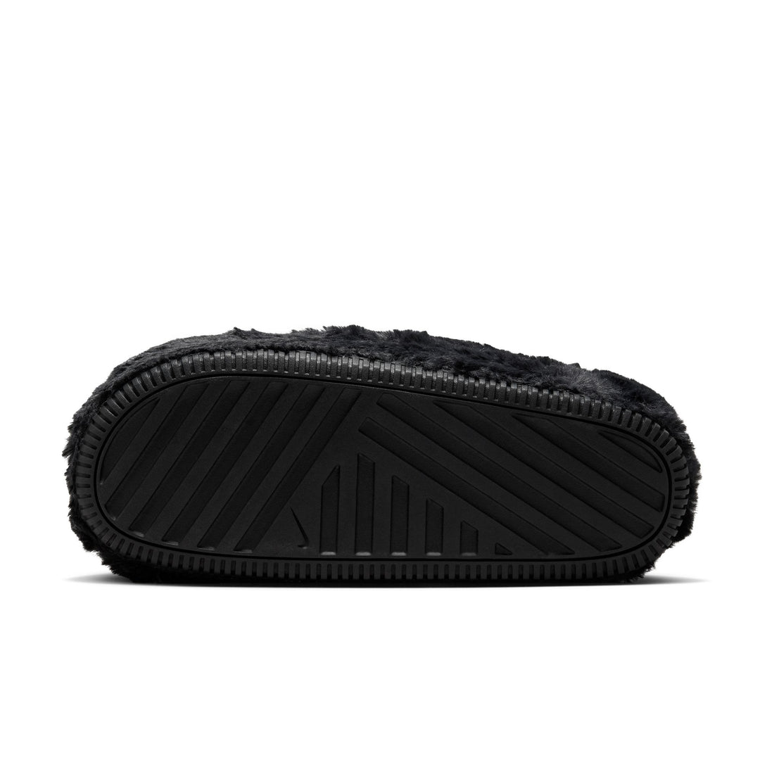 NIKE WOMENS CALM MULE SLIDE FZ3119-001 "TRIPLE BLACK FUR" - BLACK/BLACK