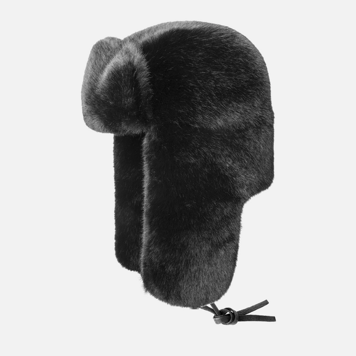 KANGOL FAUX FUR TRAPPER - BLACK