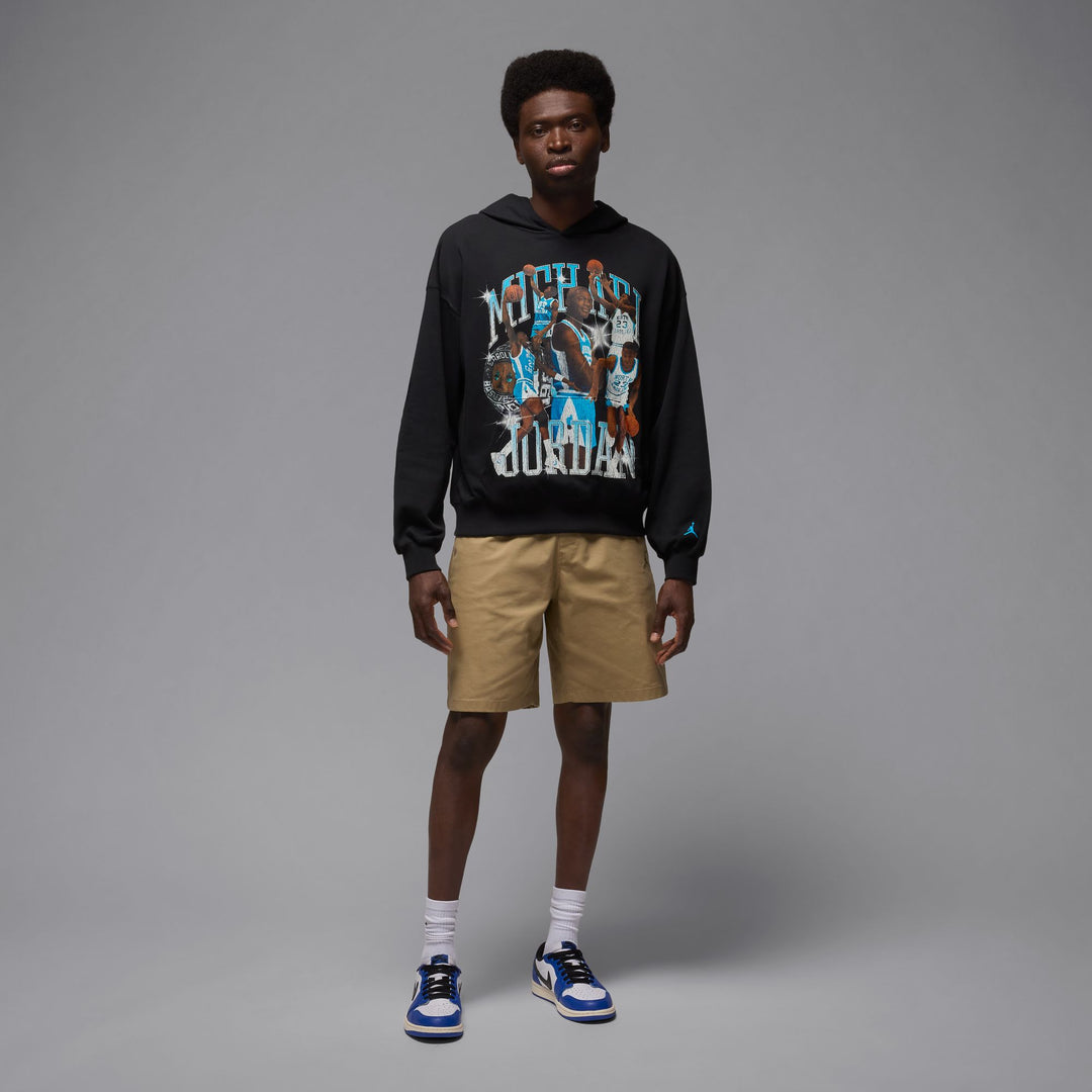 JORDAN FLIGHT OVERSIZED PULLOVER HOOD HV0113-010 - BLACK/DARK BLACK POWDER BLUE