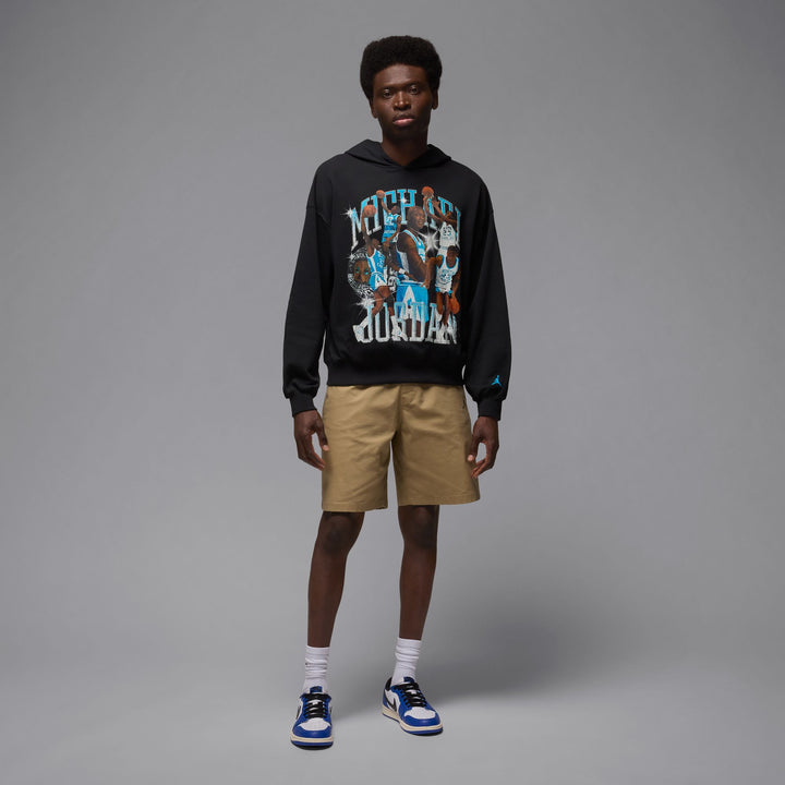 JORDAN FLIGHT OVERSIZED PULLOVER HOOD HV0113-010 - BLACK/DARK BLACK POWDER BLUE