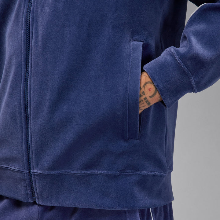 JORDAN BROOKLYN VELOUR  TRACK JACKET HV1870-492 - BLUE VOID/PURE PLATINUM