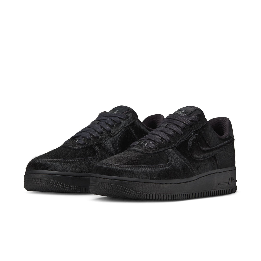 WOMENS NIKE AIR FORCE 1 '07 II7398-001 "PONY HAIR" - BLACK/BLACK