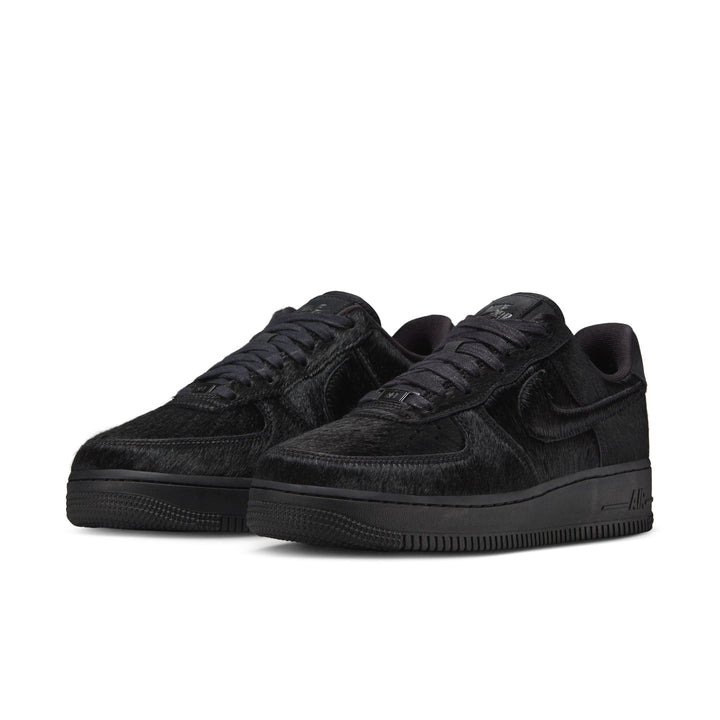 WOMENS NIKE AIR FORCE 1 '07 II7398-001 "PONY HAIR" - BLACK/BLACK