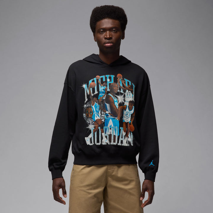JORDAN FLIGHT OVERSIZED PULLOVER HOOD HV0113-010 - BLACK/DARK BLACK POWDER BLUE