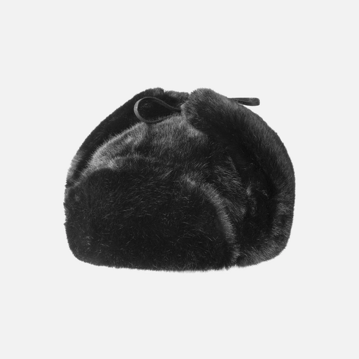 KANGOL FAUX FUR TRAPPER - BLACK