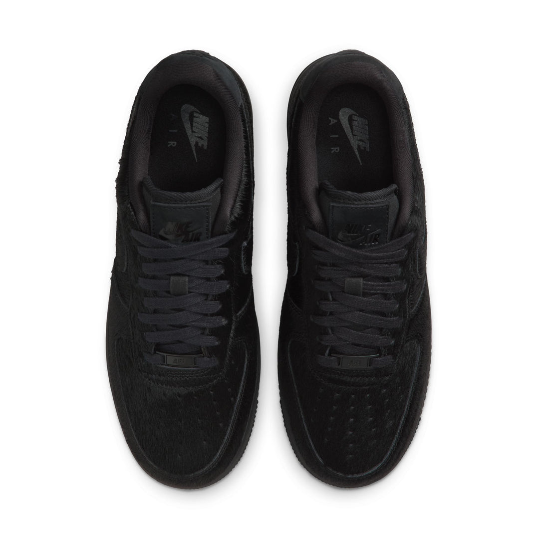 WOMENS NIKE AIR FORCE 1 '07 II7398-001 "PONY HAIR" - BLACK/BLACK