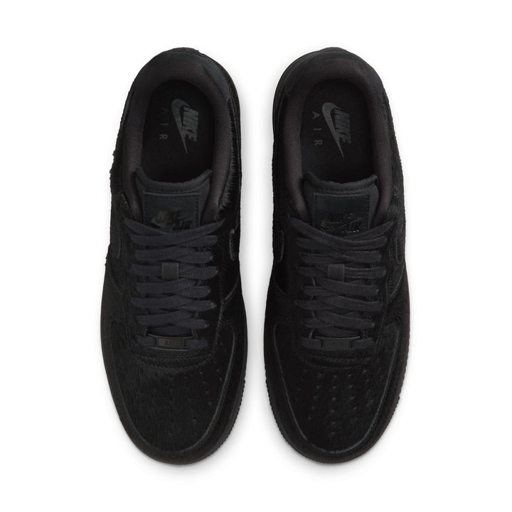 WOMENS NIKE AIR FORCE 1 '07 II7398-001 "PONY HAIR" - BLACK/BLACK