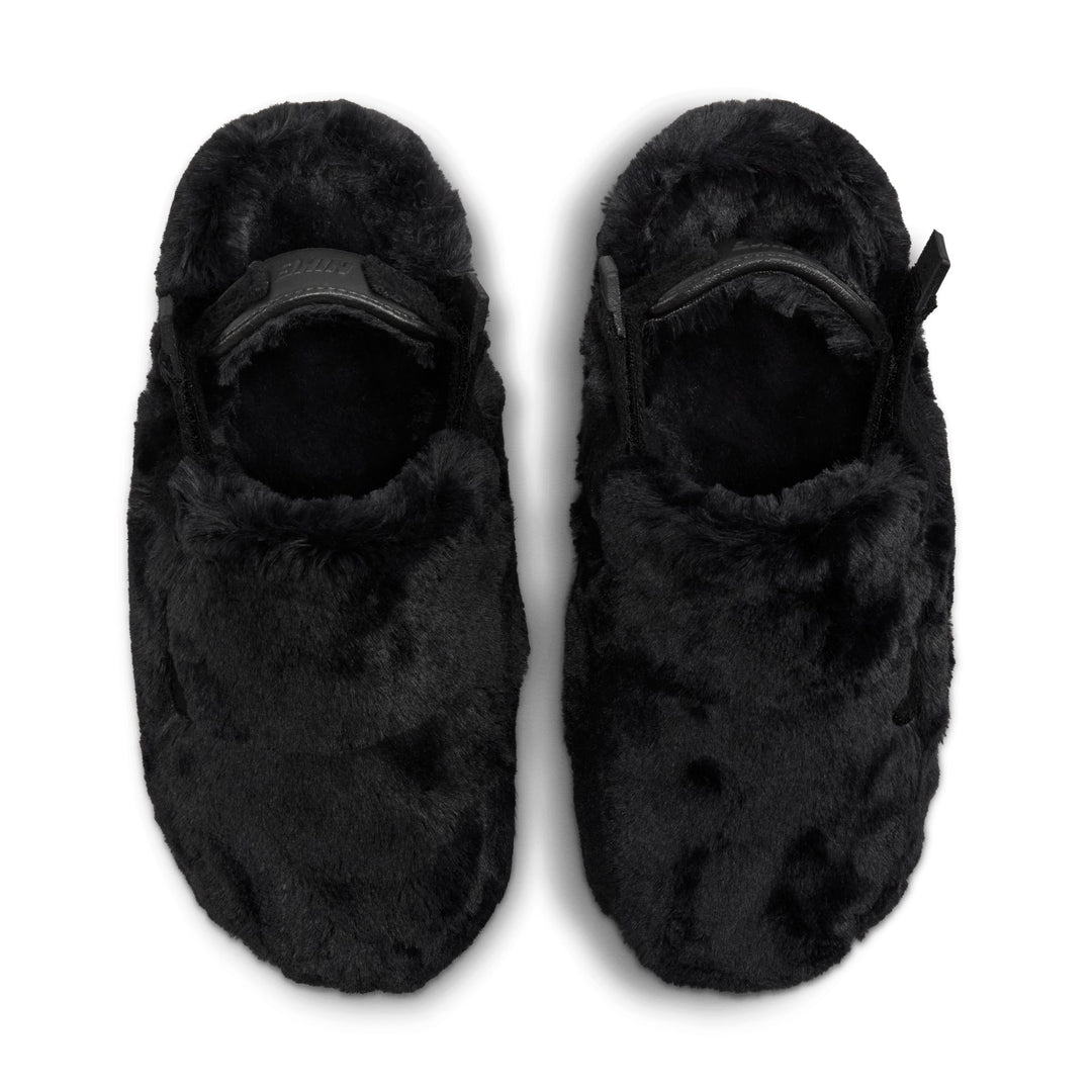 NIKE WOMENS CALM MULE SLIDE FZ3119-001 "TRIPLE BLACK FUR" - BLACK/BLACK