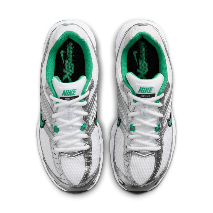 WOMENS NIKE AIR MAX MOTO 2K HQ2056-102 "WHITE STADUIM GREEN" - WHITE/STADIUM GREEN-METALLIC SILVER