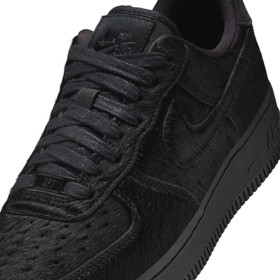 WOMENS NIKE AIR FORCE 1 '07 II7398-001 "PONY HAIR" - BLACK/BLACK